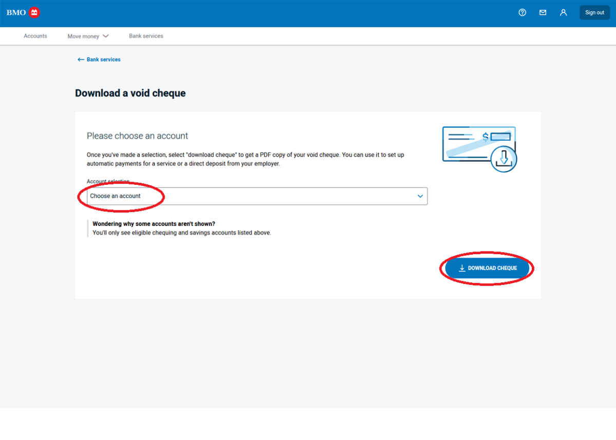bmo online void che